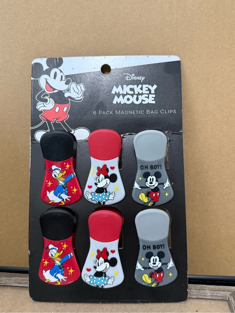 Disney Mickey Mouse Kids Magnetic Bag Clips - Red, Black, Gray